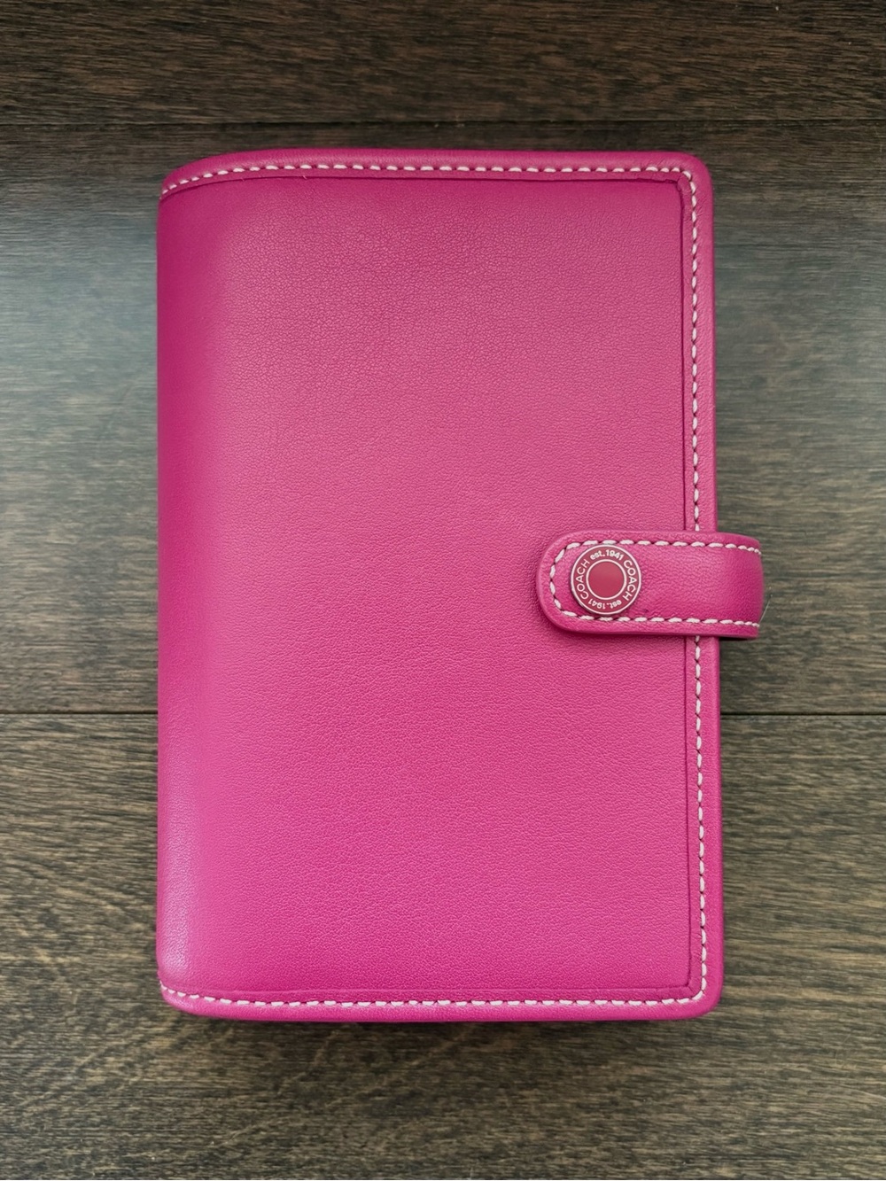 MINT COACH Hot Pink Leather Address Book Agenda Planner Cover Organizer with Pen